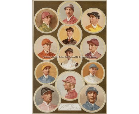 Group of four vintage studies of jockeys of the late 19th century, comprising Sporting & Dramatic News special supplement por