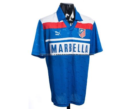 Atletico Madrid blue No.13 third-choice jersey season 1990-91,short-sleeved Provenance:The Paul Johnson Collection, Arsenal F
