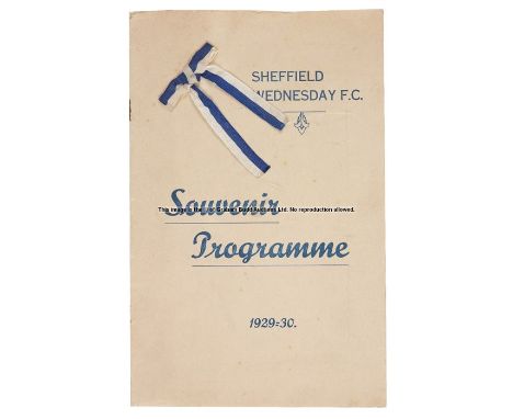 Sheffield Wednesday v Arsenal Football League match programme, 7th September 1929, Hillsborough, Special Edition Souvenir out