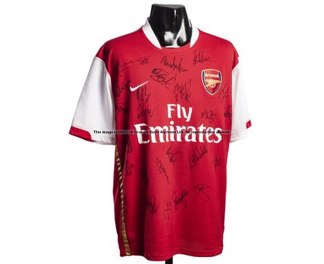 Team-signed Arsenal replica home jersey c 2007,24 signatures in black marker including Lehmann, Fabregas, Toure, Gallas, Gilb