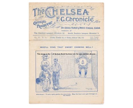 Chelsea combined issue programme 8th & 10th November 1913, comprising reserve fixture v Croydon Common and the London Challen
