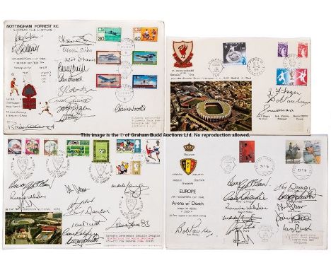 A good folder of autographed First Day Covers relating to European Cup Finals dating between 1979 and 1985,comprising: 1979 N