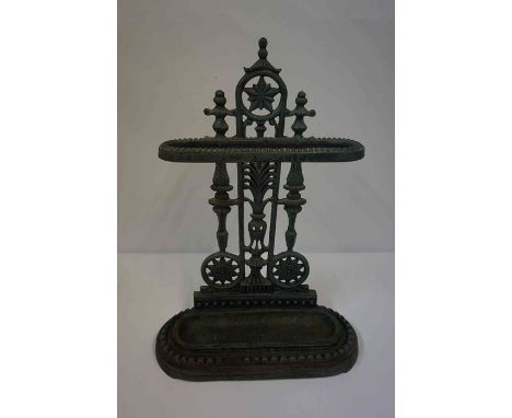 A Victorian Style Painted Cast Iron Stick Stand, 51cm high