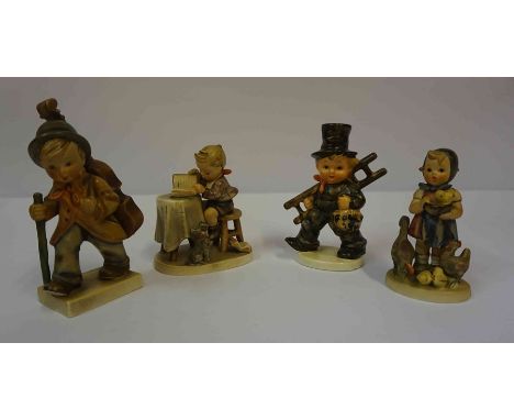 Four Hummel Figures by Goebel, to include Chimney Sweep, 12cm, 13cm high, (4)