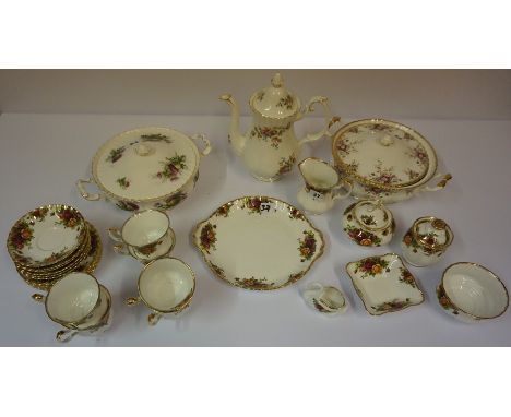 A Royal Albert Old Country Roses Tea Service, Comprising of six side plates, six saucers, six cups, cream and sugar, 20 piece