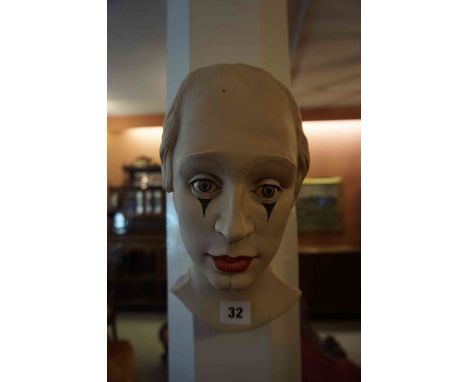 A Limited Edition Ceramic Wall Mask of a Clown by Ben Black, number 466 of 2500, approximately 26cm high