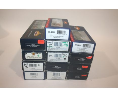 BACHMANN ROLLING STOCK 13 boxed items including, 38-402A Brake Van, 38-526Z Horse Box, 39-053 Open Corridor Coach (2), and 9 