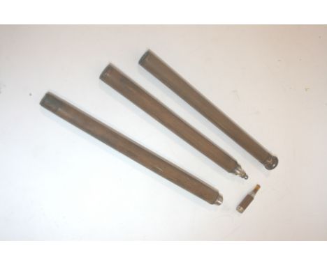 NOVELTY WALKING STICK an interesting wooden walking stick which unscrews into 3 sections, with a glass vial and cheroot holde