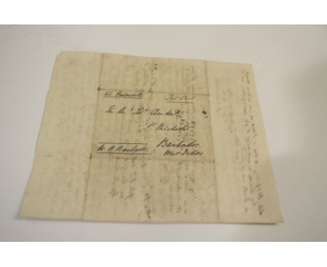 EARLY POSTAL HISTORY - BARBADOS an 1841 entire to St Michaels Barbados, with part Ottery St Mary Penny Post and fine 'Exeter 
