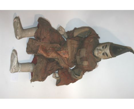 JAPANESE DOLL/THEATRE PUPPET a large wooden painted doll/theatre puppet, with original clothing and hat. 85cms high overall