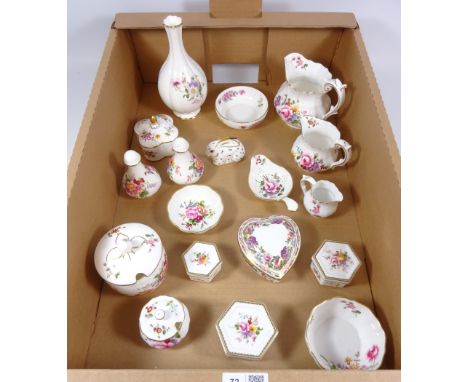 Royal Crown Derby 'Posies' pattern decorative ceramics, small Royal Crown Derby rabbit paperweight and a Spode heart shaped t