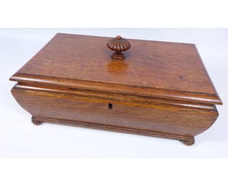 Regency period oak tea caddy, with fitted interior, L36cm    Condition Report   Click here for further images, condition, auc