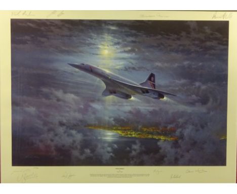 'Speedbird', limited edition colour print no.390/500 after Simon Atack signed in pencil by the artist six senior British Airw