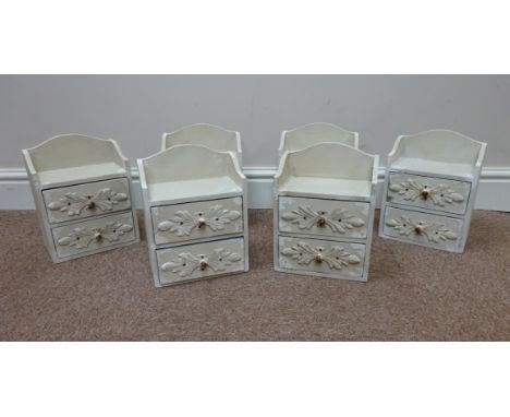 Set six small painted two drawer trinket chests (6)