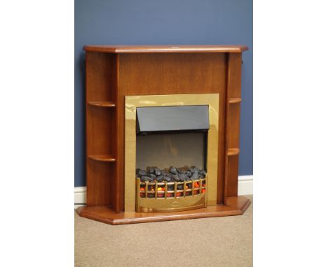 Dimplex fuel effect electric fire in oak finish surround, W90cm, H90cm, D25cm (This item is PAT tested - 5 day warranty from 