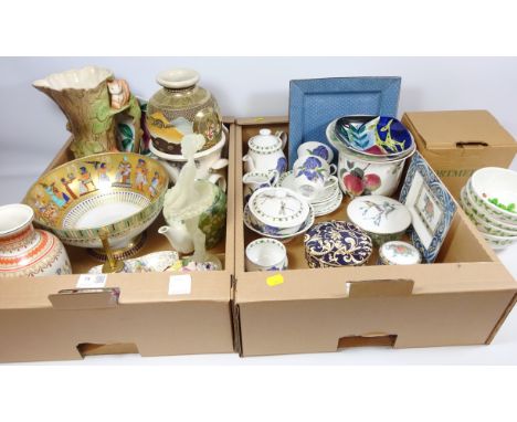 Wedgwood powder boxes with matching pieces, Masons Liberty planter, Egyptian style Kaiser pedestal bowl and other decorative 