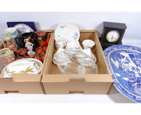 Large Victorian Willow pattern meat plate, Royal Grafton tea set for six, Japanese hand painted coffee set, Nobile Art glass 