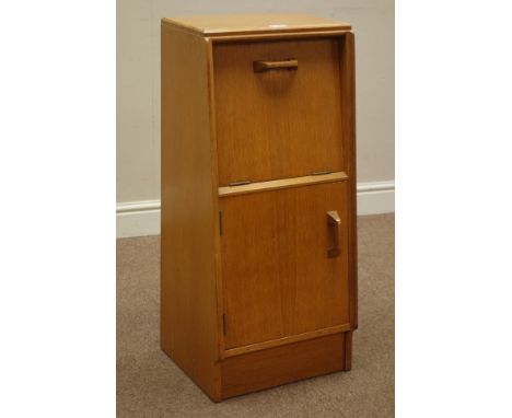 E Gomme for G-Plan - 'Brandon' light oak bedside cabinet with fall front compartment, W39cm, H84cm, D33cm   Condition Report 