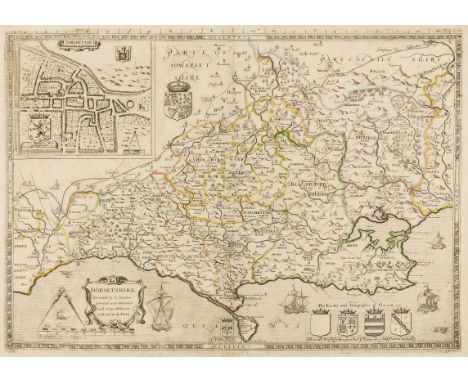 Dorset.- Saxton (Christopher) Dorsetshire Described by C. Saxton. Corrected and Amended with Many Additions as Roads &c. by P