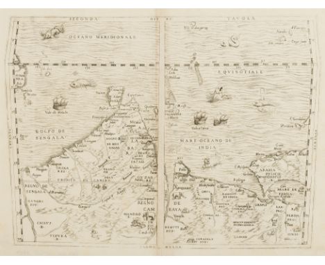 India.- Gastaldi (Giacomo) Seconda Tavola, map of southern Asia, oriented with south at the top, showing Arabia (with Bahrain