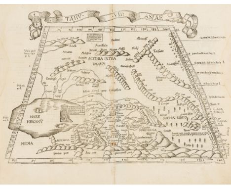 Asia.- Caspian Sea.- Fries (Lorenz) Tabula VII Asiae, Ptolemaic map of Central Asia, woodcut on laid paper with watermark of 