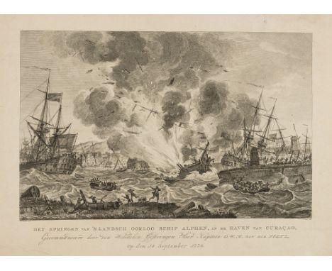 Caribbean.- Curaçao.- Kobell (Hendrik, 1751-1799), after. Het springen van 's landsch oorlog schip Alphen, in de haven van Cu