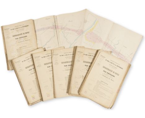 NO RESERVE France.- Ardèche.- Paris to Lyon and the Mediterranean Railway Co. A group of eight large folding plans of the sou
