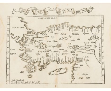 Turkey.- Fries (Lorenz) Tabu Asiae Minoris, Ptolemaic map of Turkey, woodcut on laid paper with watermark of an encircled anc