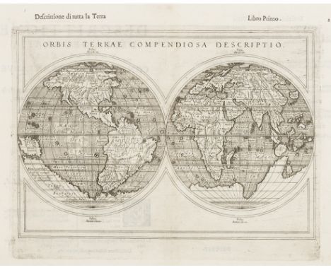 World.- Rosaccio (Giuseppe) Orbis Terrae Compendiosa Descriptio, double-hemisphere world map based on Mercator's map of 1587,