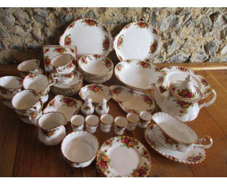 A Royal Albert Old Country Roses, part dinner service and matching tea service 