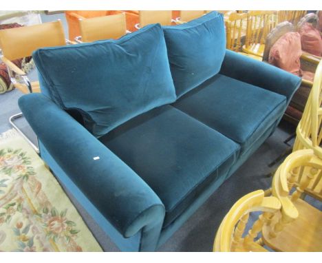 A Duresta Peacock blue velvet sofa 