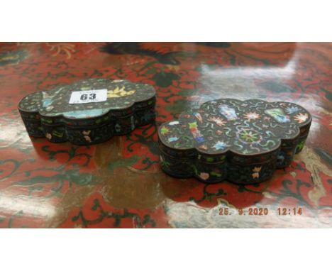 A pair of 19th century enamel jewellery boxes