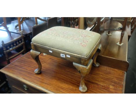 A Queen Ann style tapestry footstool
