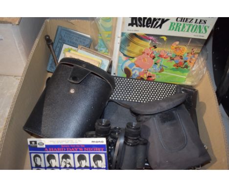 A mixed selection of items including an ITT Schaub-Lorenz cassette recorder, two pairs of binoculars one pair a Praktica 10-3