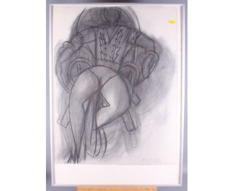 A charcoal study of a nude, indistinctly signed and dated '82, 15"" x 22 1/2", in silvered frame, and after Matisse: a galler