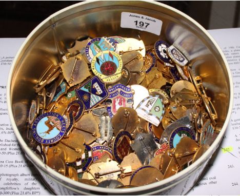 A collection of enamel and gilt metal bowling club badges from around the country 