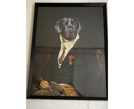 SIR BARKER, 106cm H x 82cm W, print on board, framed and glazed. 