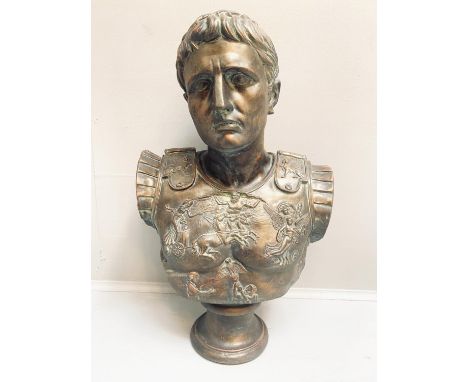 BUST OF CAESAR, 60cm x 39cm, bronzed finish. 