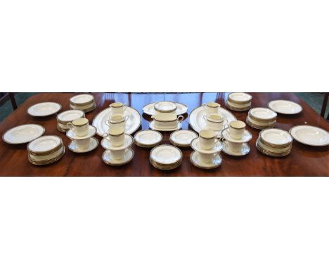 A comprehensive Noritake Covina pattern part dinner and tea service, including tea cups, saucers, side plates, milk jug, suga