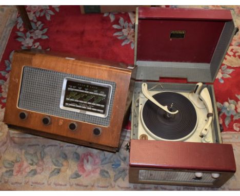 A mid 20th century Dansette record player, Monach BSR; an Ekco U.109 radio, 50cm wide