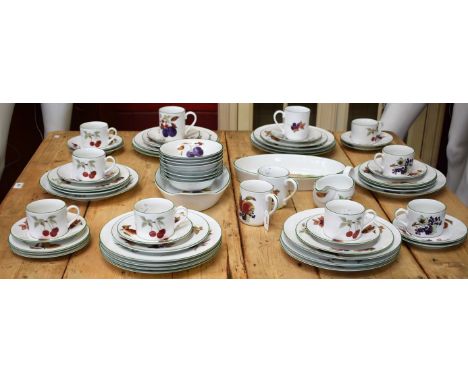 Royal Worcester Evesham Vale pattern dinner and tea ware, comprising cups, saucers, side plates, dinner plates, breakfast pla