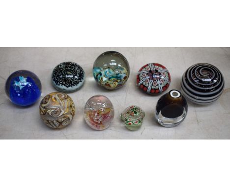 Paperweights - a Ditchfield Glasform globe paperweight; Caithness; etc (9)