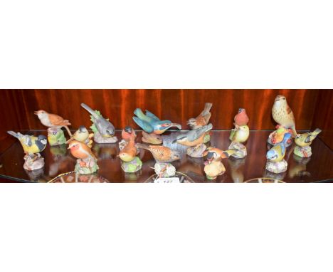 Royal Worcester bird models, including Thrush, Grey Wagtail, Nightingale, Sparrow, etc (17)