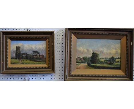 English School (late 19th century)Trowel Church, Nottinghamshiremonogrammed WP, dated 1886, oil on canvas, 16cm x 24; another