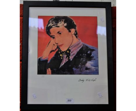 Andy Warhol - A print of Yves Saint Lauren, pencil, numbered 1522/2400