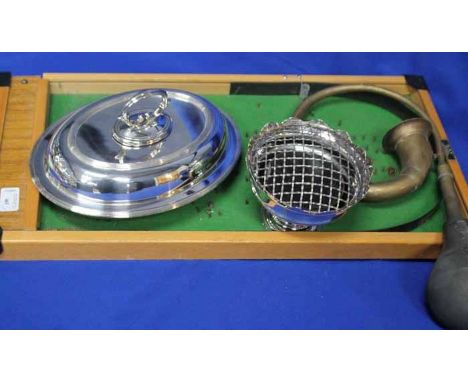 LOT OF COLLECTABLES
including a Bagatelle board, silver plated wares etc