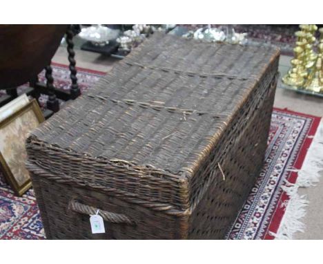LARGE WICKER HAMPER
lacking one carrying handle, 93cm long