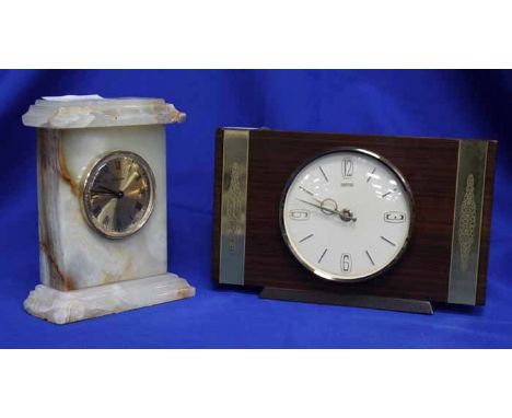 SMITHS MID-20TH CENTURY LAMINATE MANTLE CLOCK
together with an alabaster Staiger mantle clock (2)