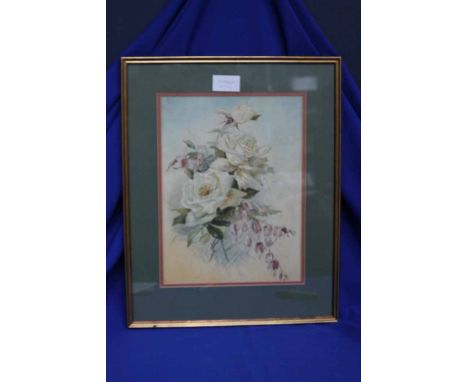REPRINT OF A MAP OF RENFREWSHIRE 
and a still life watercolour signed Bobin (2)