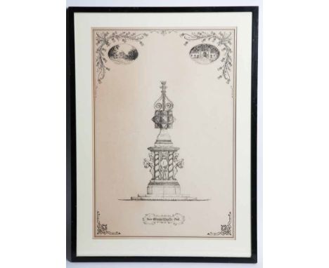 ALEXANDER ADAMS,
SUNDIAL AT GLAMIS CASTLE
pen drawing on paper, signed with monogram
47.5cm x 32cm
Mounted, framed and under 